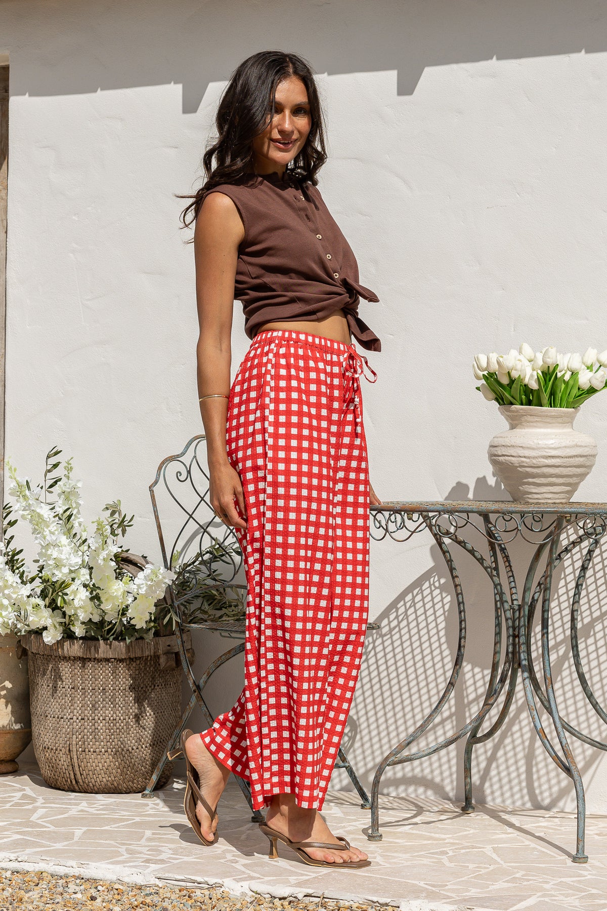 Daisy Red Gingham Pants by J&G Weekend
