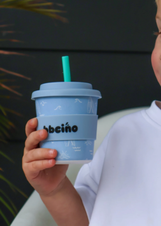 bbcino, Little Drift, babycino cup, bambinocino, 240ml, reusable kids cup, toddler cup, kids keep cup, kids cup with straw, eco friendly, gifts for kids, kids gifts, blue, surf, beach, toddler cups available from lola and lola