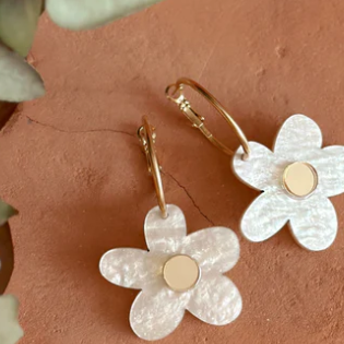 Bella Hoops Cream Swirl & Gold