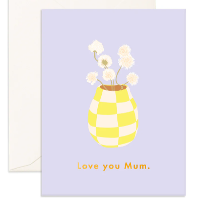 Love You Mum Lilac Vase Greeting Card