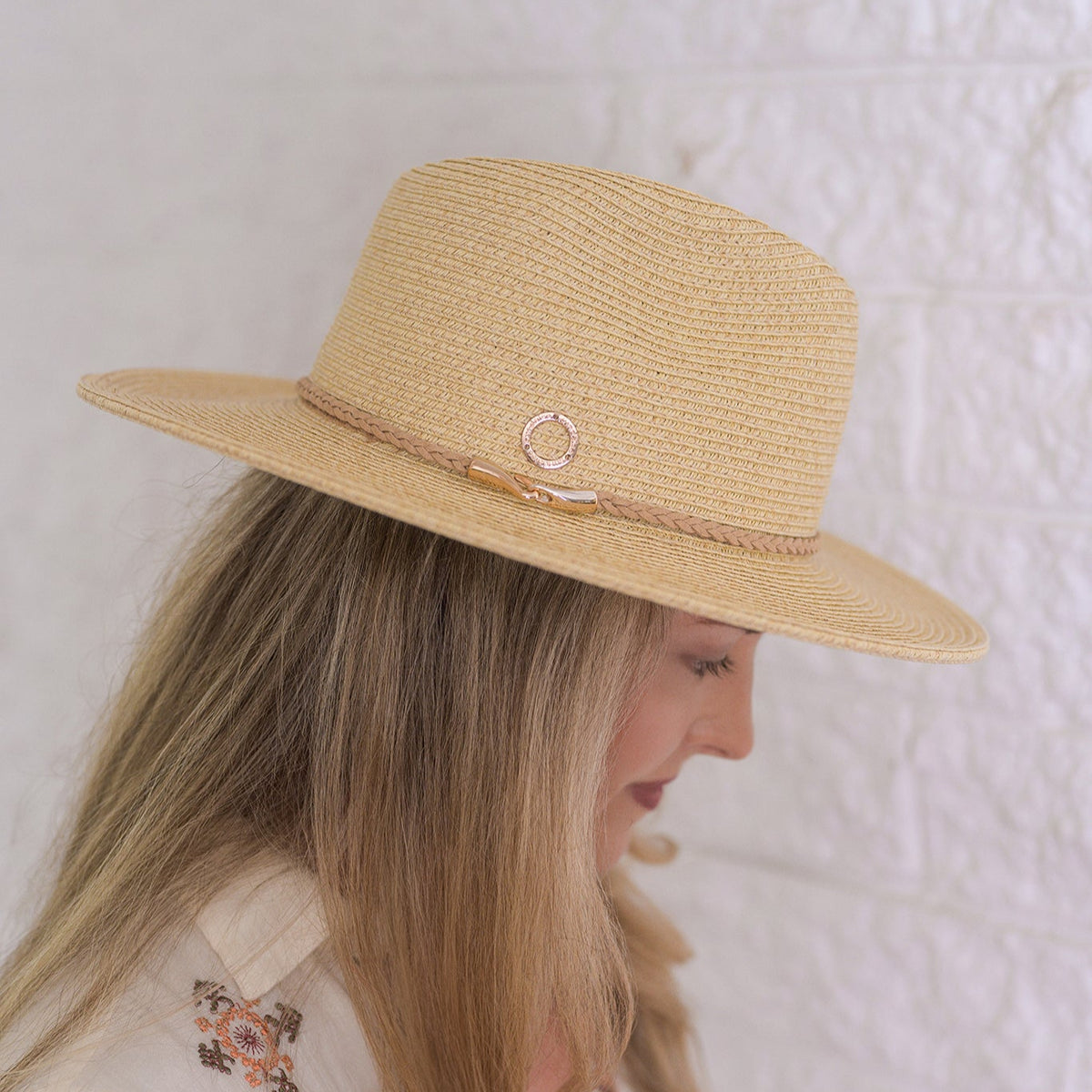 Regina Panama Hat with Gold Buckle