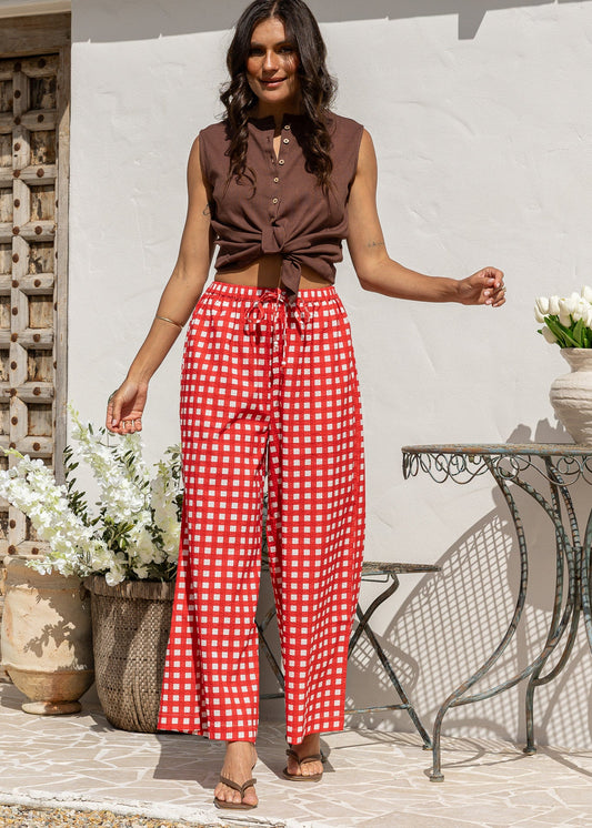 Daisy Red Gingham Pants by J&G Weekend