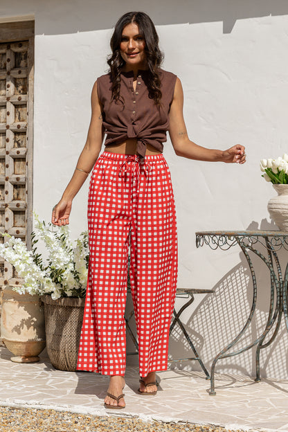 Daisy Red Gingham Pants by J&G Weekend
