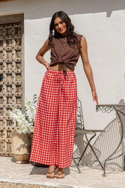 Daisy Red Gingham Pants by J&G Weekend