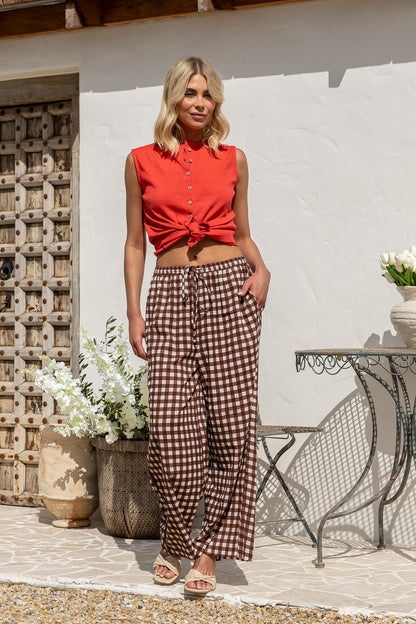Daisy Chocolate Gingham Pants by J&G Weekend