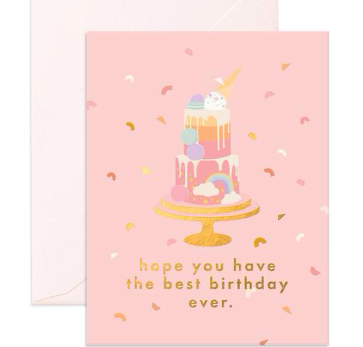 Best Birthday Cake Blush Greeting Card