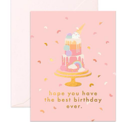 Best Birthday Cake Blush Greeting Card