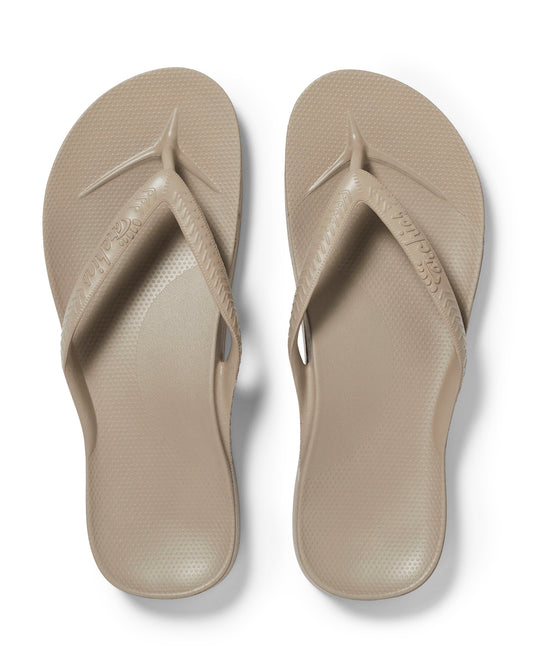 Archies Arch Support Thongs: Taupe