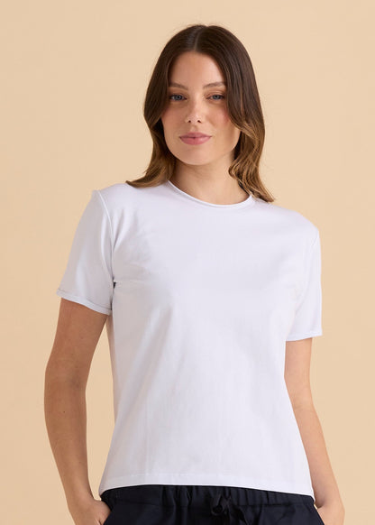 Cotton Slim Fit Tshirt White by Betty Basics
