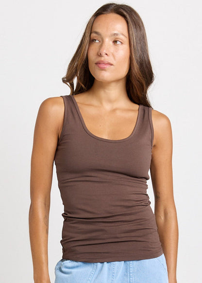 Emma Scoop Tank in Chocolate by Betty Basics
