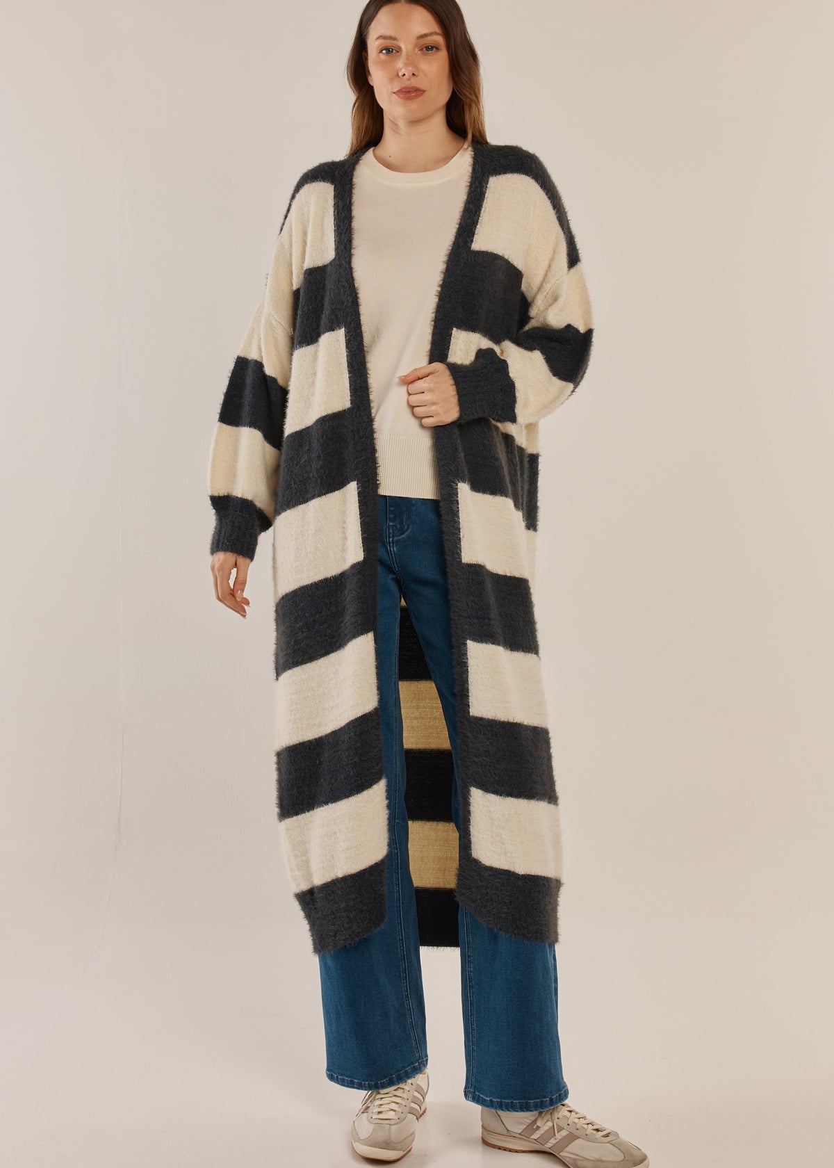 Franca Long Stripe Cardigan by BETTY BASICS