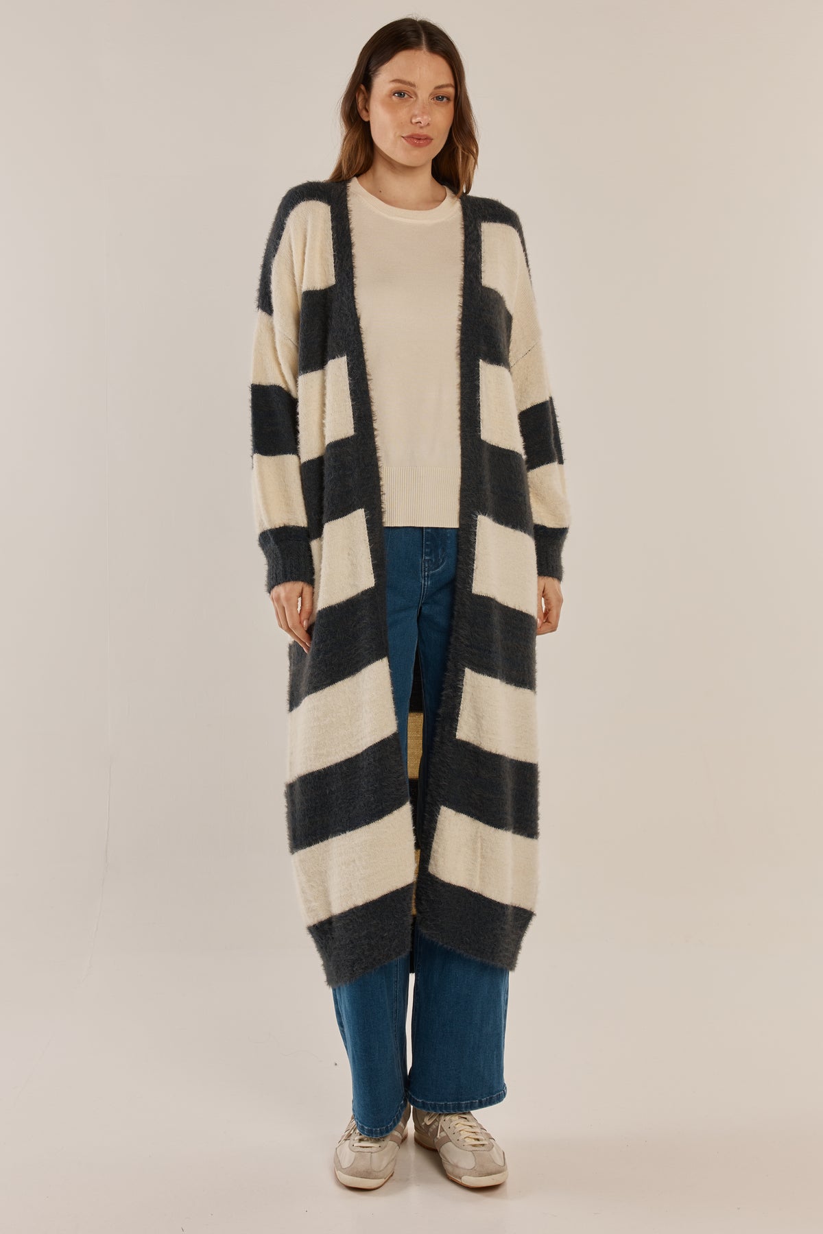 Franca Long Stripe Cardigan by BETTY BASICS