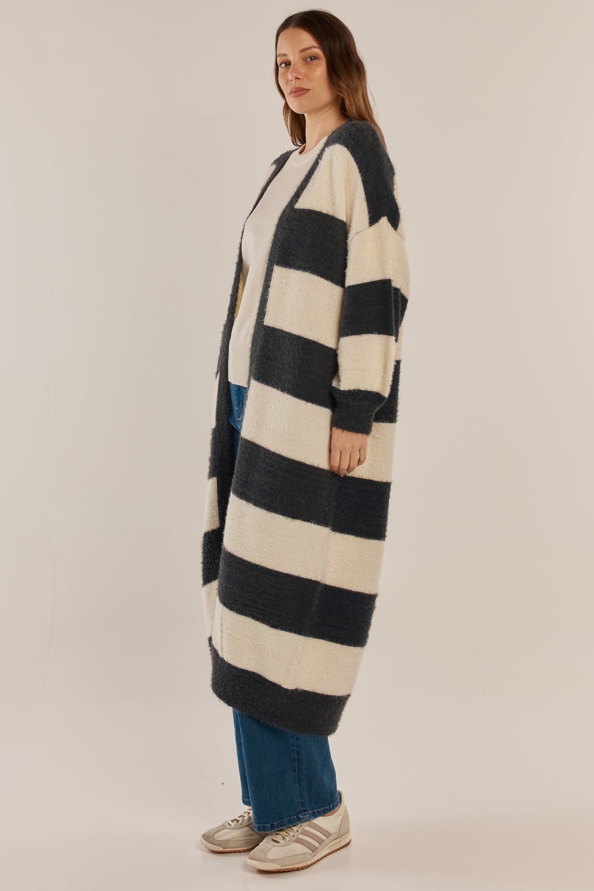 Franca Long Stripe Cardigan by BETTY BASICS