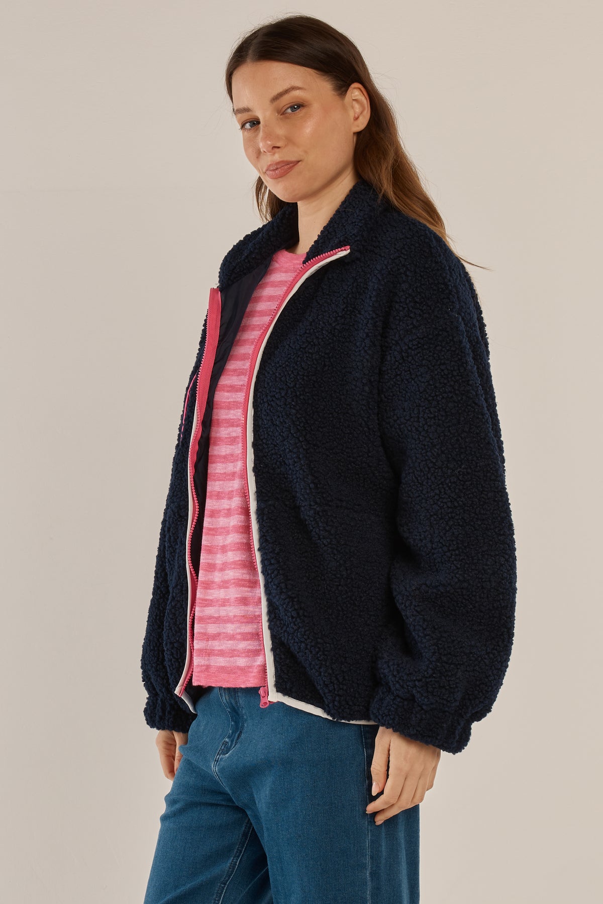 Jayne Fleece Jacket Navy