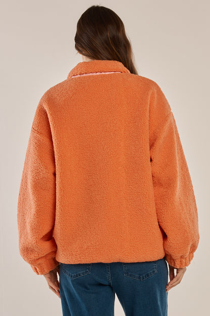 LAST ONE: SIZE 14! Jayne Fleece Jacket Pale Pink/Orange