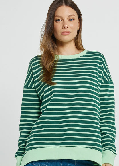 LAST ONE: SIZE 6! Tide Sweatshirt in Green Stripe