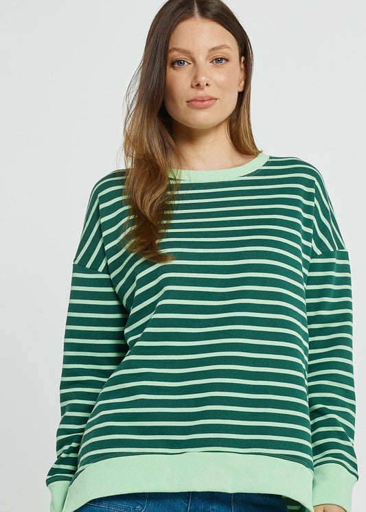 LAST ONE: SIZE 6! Tide Sweatshirt in Green Stripe