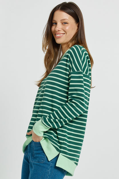 LAST ONE: SIZE 6! Tide Sweatshirt in Green Stripe