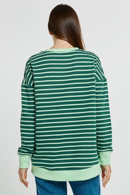 LAST ONE: SIZE 6! Tide Sweatshirt in Green Stripe