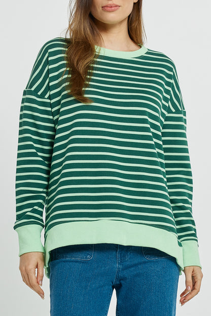 LAST ONE: SIZE 6! Tide Sweatshirt in Green Stripe