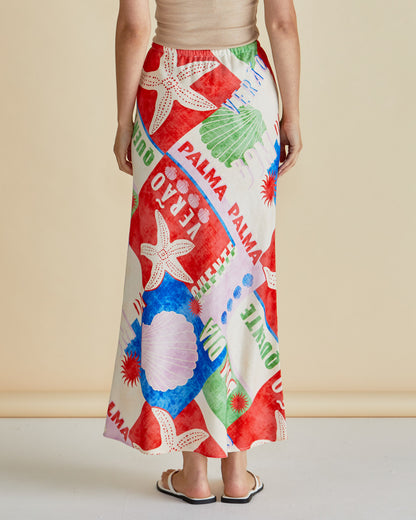 LAST ONE: SIZE 16:  Brooke Bias Skirt in Seashell Print
