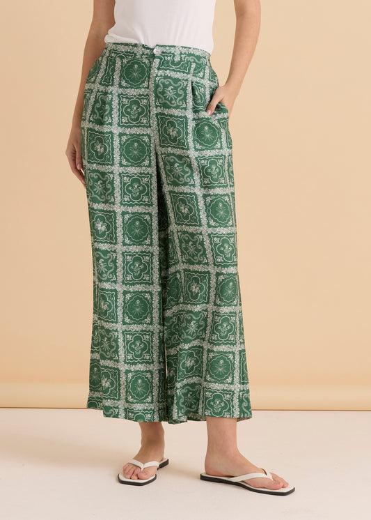 Pearl Polazzo Pant Floral Green