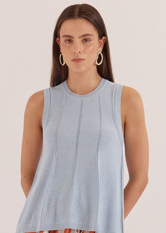 Krista Pointelle Tank in Pale Blue by SASS