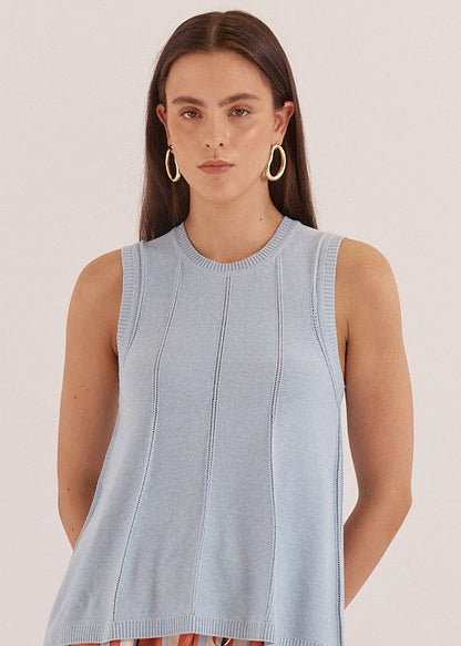 Krista Pointelle Tank in Pale Blue by SASS