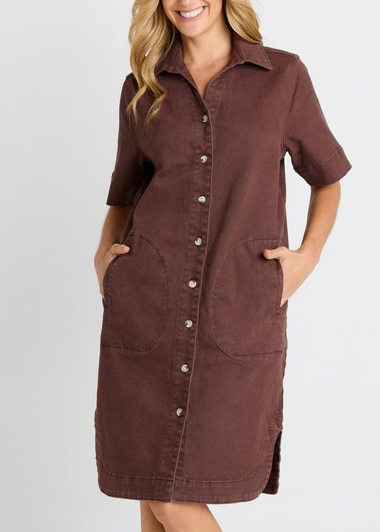 Dawson Denim Dress in Chocolate by Betty Basics