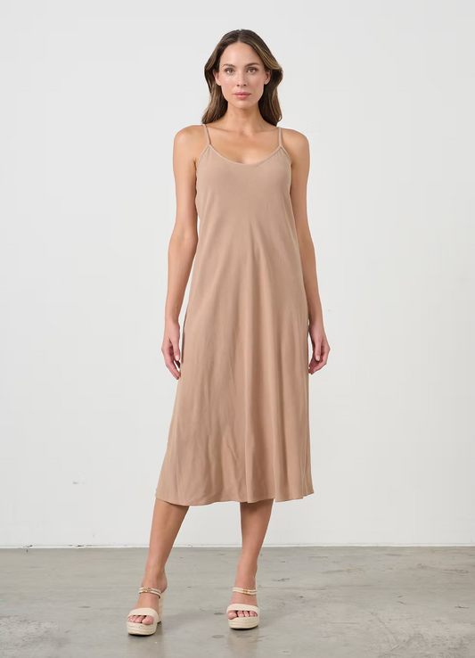 Bethany Slip Dress by Caju in Coffee
