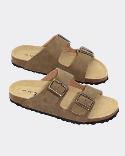 Ibiza Slides in Taupe by Human Shoes