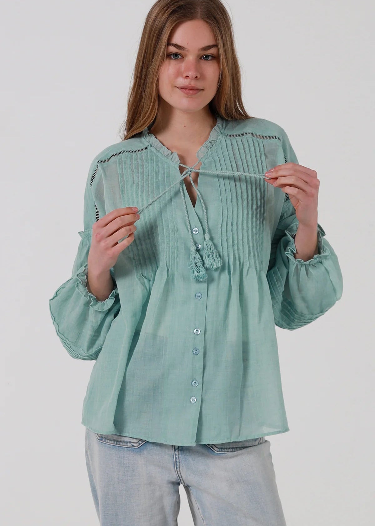 Lani Resort Blouse in Seafoam by Salty Palm