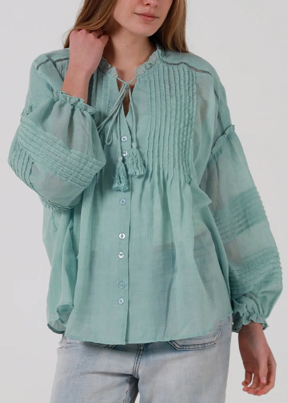 Lani Resort Blouse in Seafoam by Salty Palm