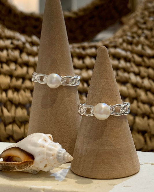Paloma Pearl Link Ring Sterling Silver