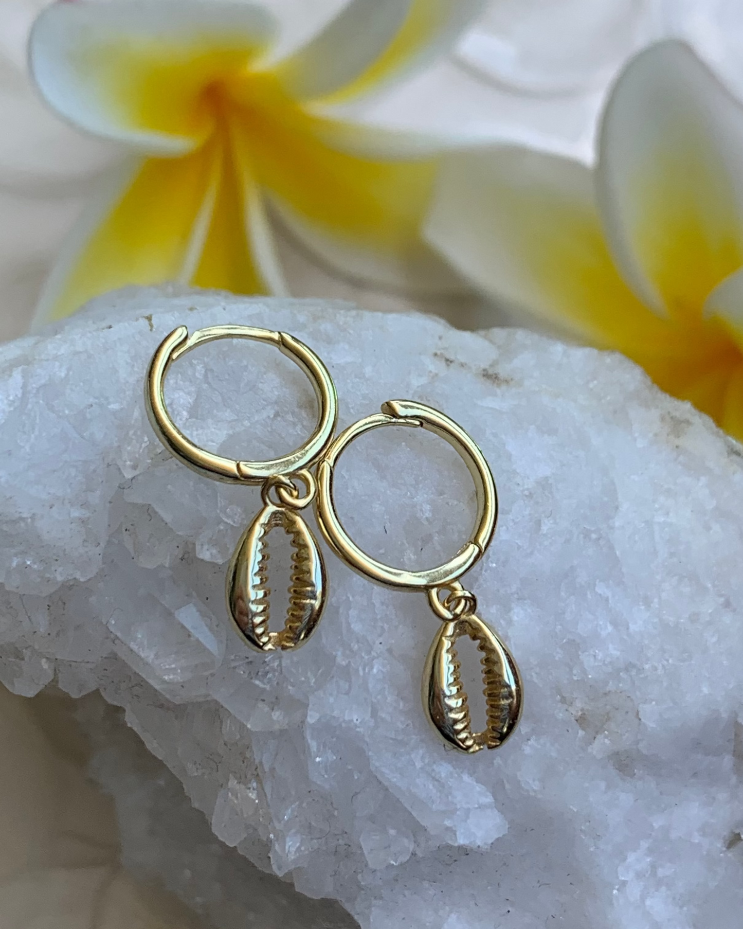 Kai Cowrie Shell Huggie Earrings 18k Gold