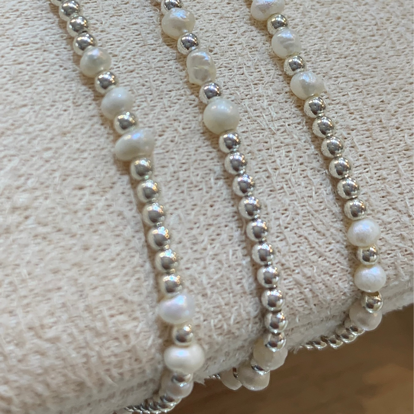 Sage Freshwater Pearl Beaded Stacking Bracelets