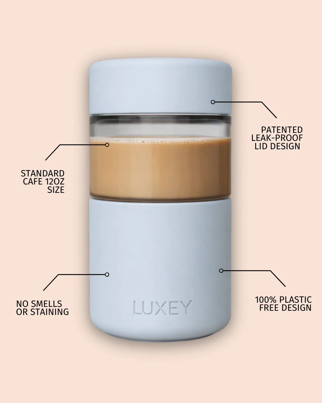 Reusable Glass Coffee Cup in Mint 340ml