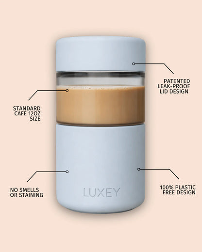 Reusable Glass Coffee Cup in Mint 340ml