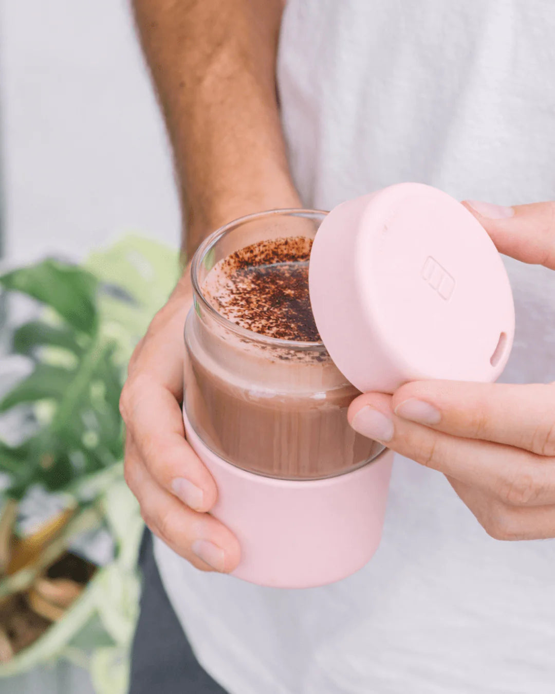 Reusable Glass Coffee Cup in Mint 340ml