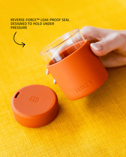 MiniLUX Reusable Glass Coffee Cup in Copper