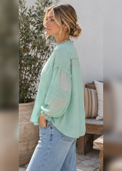 Lani Resort Blouse in Seafoam by Salty Palm