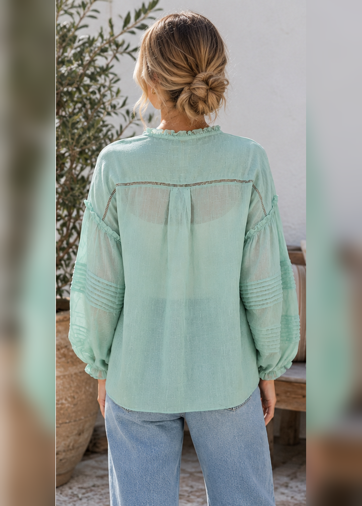 Lani Resort Blouse in Seafoam by Salty Palm