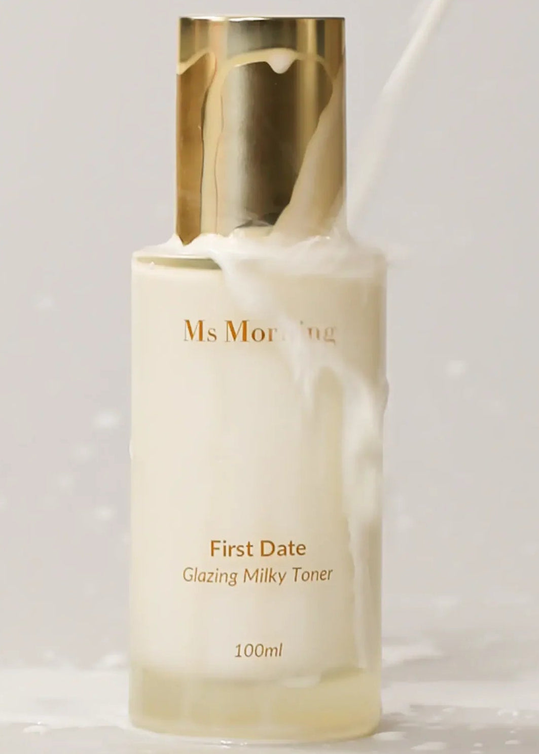 Ms Morning skincare hydrating toner close up milky consistency. First Date Glazing Milky Toner.