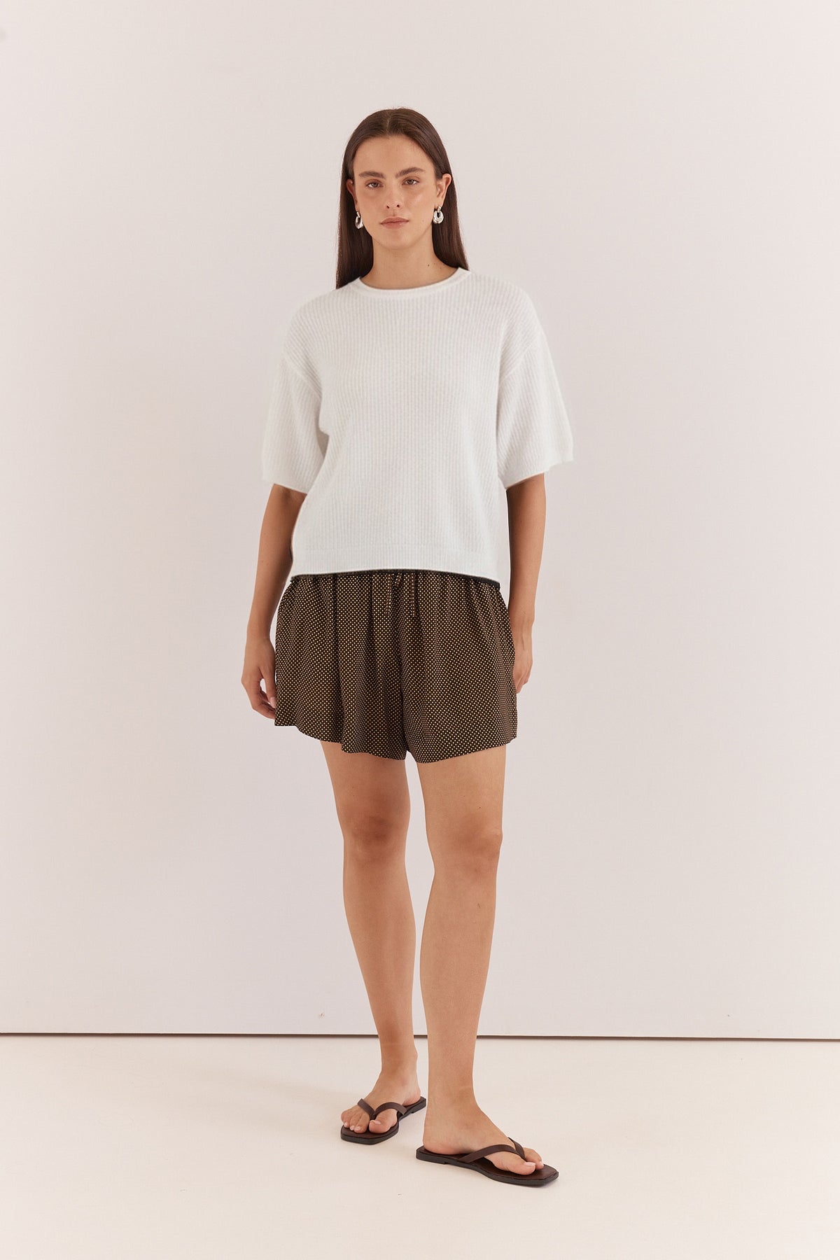 Noni Relaxed Knit Tee in Off White