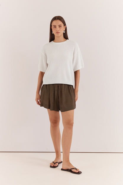 Noni Relaxed Knit Tee in Off White
