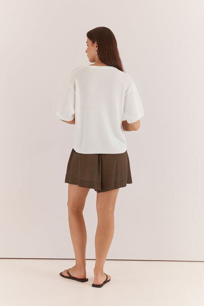 Noni Relaxed Knit Tee in Off White