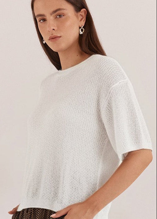 Noni Relaxed Knit Tee in Off White