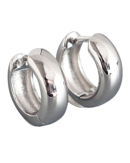 Polly Chunky Huggie Earrings Sterling Silver