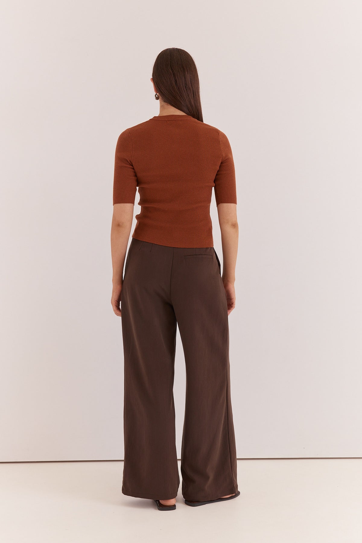 Natalie Wide Leg Pant in Chocolate