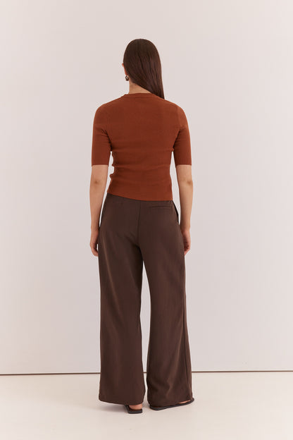 Natalie Wide Leg Pant in Chocolate